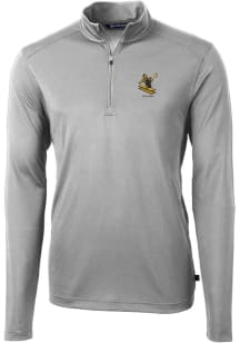 Cutter and Buck Pittsburgh Steelers Mens Grey Historic Virtue Eco Pique Long Sleeve 1/4 Zip Pull..