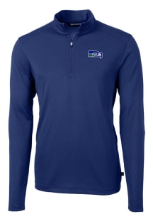 Cutter and Buck Seattle Seahawks Mens Blue Virtue Eco Pique Long Sleeve 1/4 Zip Pullover