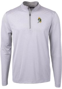 Cutter and Buck Green Bay Packers Mens Grey Virtue Eco Pique Long Sleeve 1/4 Zip Pullover