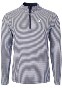 Cutter and Buck Houston Texans Mens Navy Blue Historic Virtue Eco Pique Micro Stripe Long Sleeve..