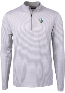 Cutter and Buck Los Angeles Chargers Mens Grey Virtue Eco Pique Long Sleeve 1/4 Zip Pullover