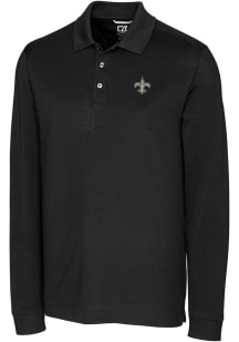 Cutter and Buck New Orleans Saints Mens Black Advantage Long Sleeve Polo Shirt