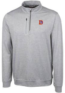 Cutter and Buck Denver Broncos Mens Grey Historic Stealth Long Sleeve 1/4 Zip Pullover