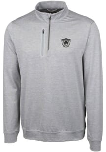 Cutter and Buck Las Vegas Raiders Mens Grey Historic Stealth Long Sleeve 1/4 Zip Pullover