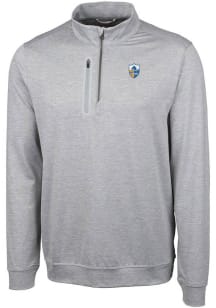 Cutter and Buck Los Angeles Chargers Mens Grey Historic Stealth Long Sleeve 1/4 Zip Pullover