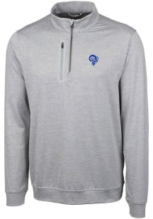 Cutter and Buck Los Angeles Rams Mens Grey Historic Stealth Long Sleeve 1/4 Zip Pullover