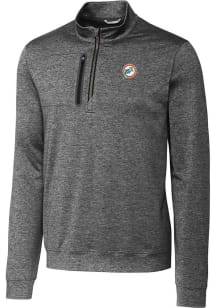 Cutter and Buck Miami Dolphins Mens Charcoal Historic Stealth Long Sleeve 1/4 Zip Pullover