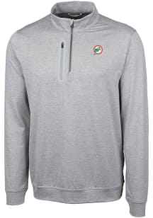 Cutter and Buck Miami Dolphins Mens Grey Historic Stealth Long Sleeve 1/4 Zip Pullover