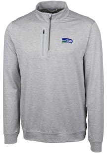 Cutter and Buck Seattle Seahawks Mens Grey Historic Stealth Long Sleeve 1/4 Zip Pullover