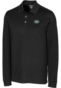 Cutter and Buck New York Jets Mens Black Advantage Long Sleeve Polo Shirt