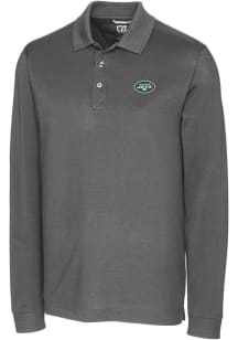 Cutter and Buck New York Jets Mens Grey Advantage Long Sleeve Polo Shirt