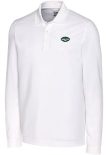 Cutter and Buck New York Jets Mens White Advantage Long Sleeve Polo Shirt