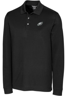 Cutter and Buck Philadelphia Eagles Mens Black Advantage Long Sleeve Polo Shirt
