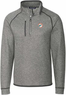 Cutter and Buck Miami Dolphins Mens Grey Historic Mainsail Long Sleeve 1/4 Zip Pullover