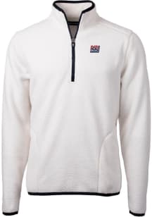 Cutter and Buck New York Giants Mens White Cascade Sherpa Long Sleeve 1/4 Zip Pullover