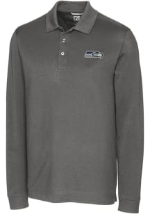 Cutter and Buck Seattle Seahawks Mens Grey Advantage Long Sleeve Polo Shirt