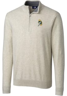 Cutter and Buck Green Bay Packers Mens Oatmeal Historic Lakemont Long Sleeve 1/4 Zip Pullover