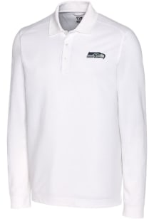 Cutter and Buck Seattle Seahawks Mens White Advantage Long Sleeve Polo Shirt