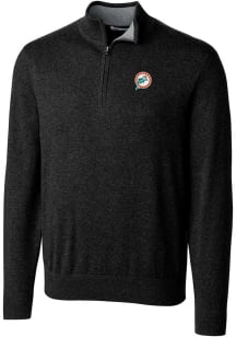 Cutter and Buck Miami Dolphins Mens Black Lakemont Long Sleeve 1/4 Zip Pullover
