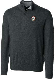 Cutter and Buck Miami Dolphins Mens Charcoal Lakemont Long Sleeve 1/4 Zip Pullover