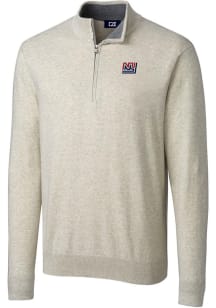 Cutter and Buck New York Giants Mens Oatmeal Historic Lakemont Long Sleeve 1/4 Zip Pullover