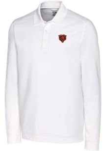 Cutter and Buck Chicago Bears Mens White Historic Advantage Long Sleeve Polo Shirt