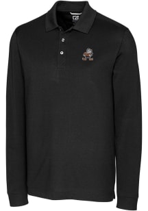 Cutter and Buck Cleveland Browns Mens Black Historic Advantage Long Sleeve Polo Shirt