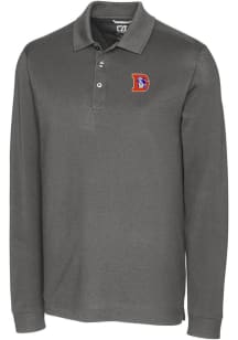 Cutter and Buck Denver Broncos Mens Grey Historic Advantage Long Sleeve Polo Shirt