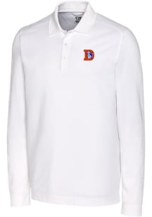 Cutter and Buck Denver Broncos Mens White Historic Advantage Long Sleeve Polo Shirt