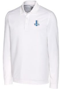 Cutter and Buck Detroit Lions Mens White Historic Advantage Long Sleeve Polo Shirt