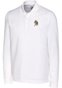 Cutter and Buck Green Bay Packers Mens White Historic Advantage Long Sleeve Polo Shirt