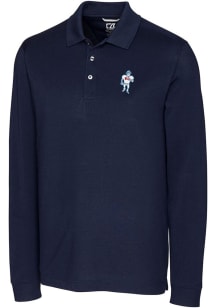 Cutter and Buck Houston Texans Mens Navy Blue Historic Advantage Long Sleeve Polo Shirt