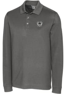 Cutter and Buck Las Vegas Raiders Mens Grey Advantage Long Sleeve Polo Shirt