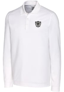 Cutter and Buck Las Vegas Raiders Mens White Historic Advantage Long Sleeve Polo Shirt
