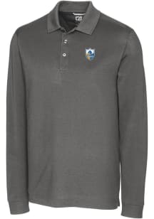 Cutter and Buck Los Angeles Chargers Mens Grey Historic Advantage Long Sleeve Polo Shirt