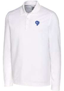 Cutter and Buck Los Angeles Rams Mens White Historic Advantage Long Sleeve Polo Shirt