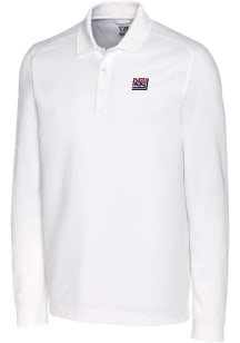 Cutter and Buck New York Giants Mens White Advantage Long Sleeve Polo Shirt
