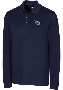 Cutter and Buck Tennessee Titans Mens Navy Blue Advantage Long Sleeve Polo Shirt