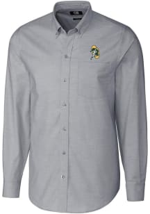 Cutter and Buck Green Bay Packers Mens Charcoal Stretch Oxford Long Sleeve Dress Shirt