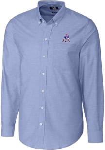 Cutter and Buck New England Patriots Mens Blue Historic Stretch Oxford Long Sleeve Dress Shirt