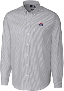 Cutter and Buck New York Giants Mens Charcoal Historic Stretch Oxford Stripe Long Sleeve Dress S..