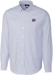 Cutter and Buck New York Giants Mens Blue Historic Stretch Oxford Stripe Long Sleeve Dress Shirt