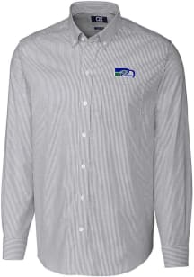 Cutter and Buck Seattle Seahawks Mens Charcoal Historic Stretch Oxford Stripe Long Sleeve Dress ..