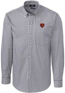 Cutter and Buck Chicago Bears Mens Charcoal Historic Easy Care Gingham Long Sleeve Dress Shirt