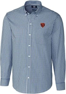 Cutter and Buck Chicago Bears Mens Navy Blue Historic Easy Care Gingham Long Sleeve Dress Shirt