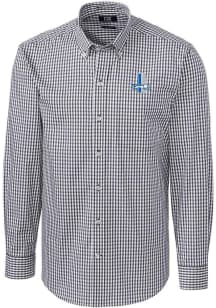 Cutter and Buck Detroit Lions Mens Charcoal Historic Easy Care Gingham Long Sleeve Dress Shirt