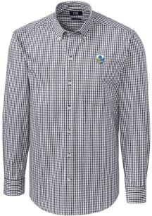 Cutter and Buck Los Angeles Chargers Mens Charcoal Historic Easy Care Gingham Long Sleeve Dress ..