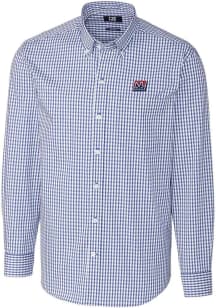 Cutter and Buck New York Giants Mens Blue Historic Easy Care Gingham Long Sleeve Dress Shirt