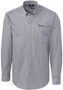 Cutter and Buck New York Jets Mens Charcoal Historic Easy Care Gingham Long Sleeve Dress Shirt