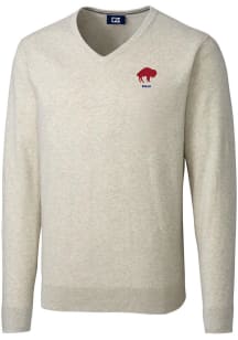 Cutter and Buck Buffalo Bills Mens Oatmeal Historic Lakemont Long Sleeve Sweater